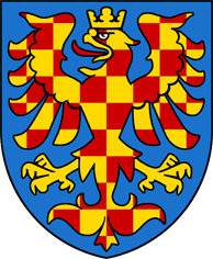 Moravský znak se zlatým šachováním Fridricha III.